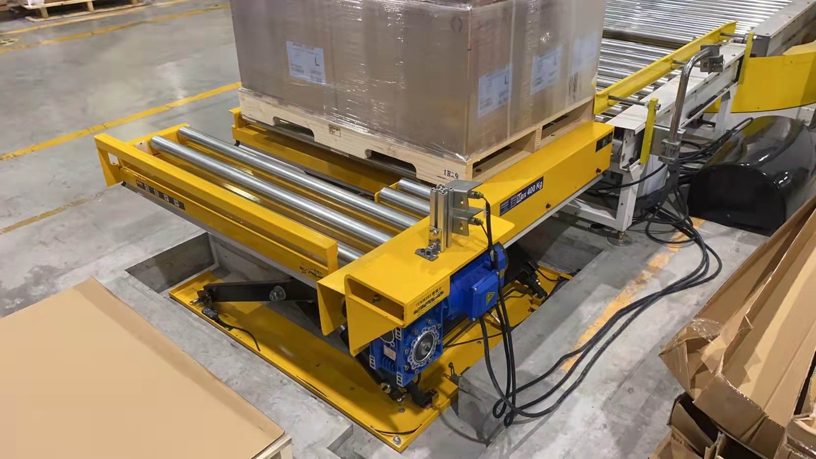 包装产线的升降平台应用